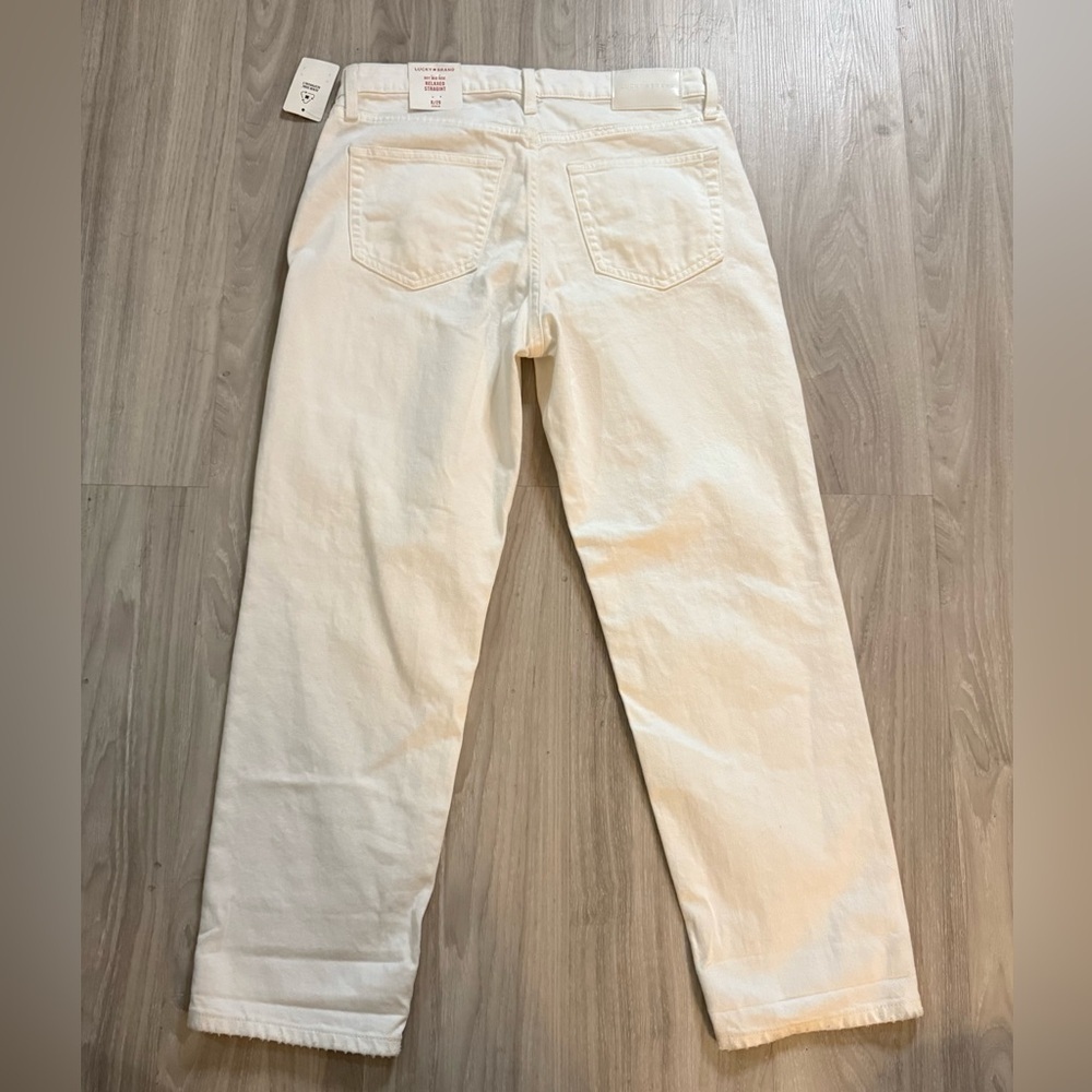 Lucky Brand Boy Mid Rise Relaxed Straight White Jeans Distressed 8/29 - Picture 5 of 9